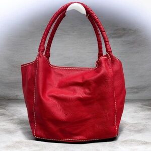 Like New- Plinio Visona Elegant Red Leather Tote Bag Retail $300